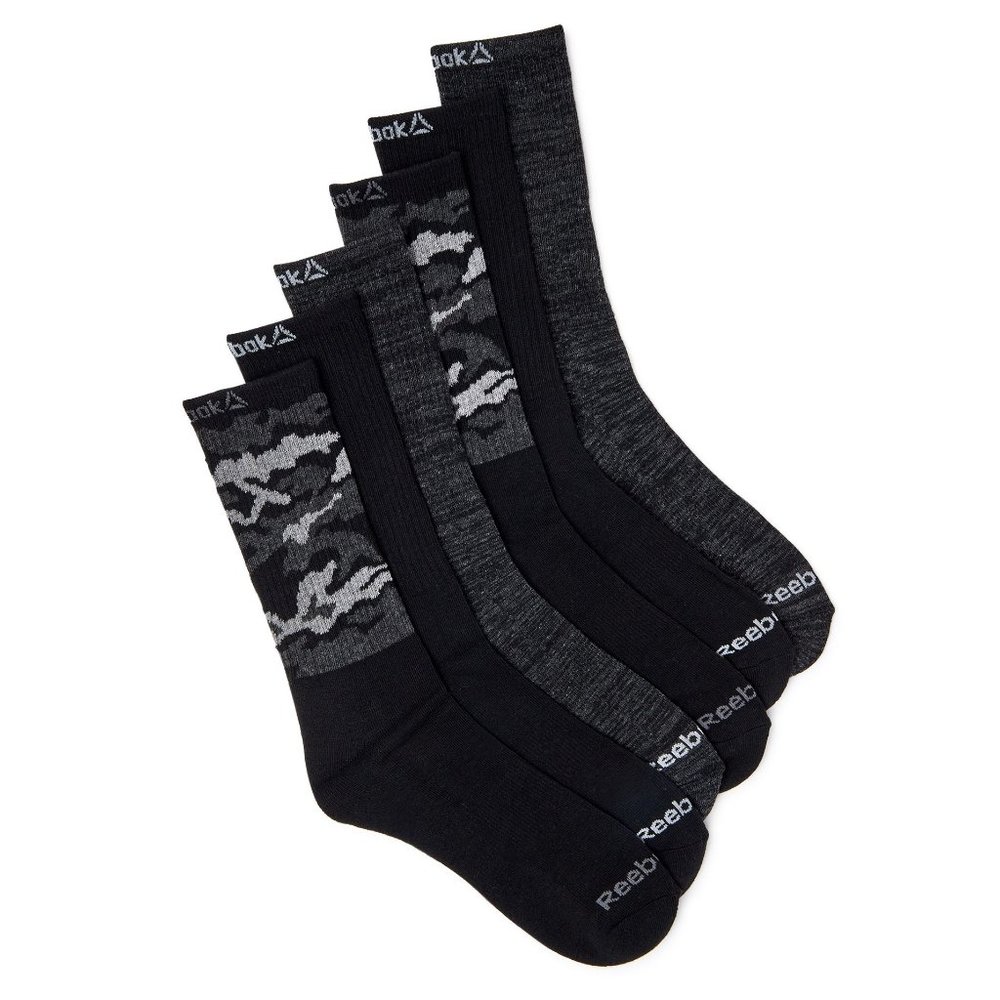 Reebok Men's Pro Series 6 Pack Crew Socks NEW